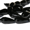 Sort onyx, facet dråbe, 20x10mm, streng